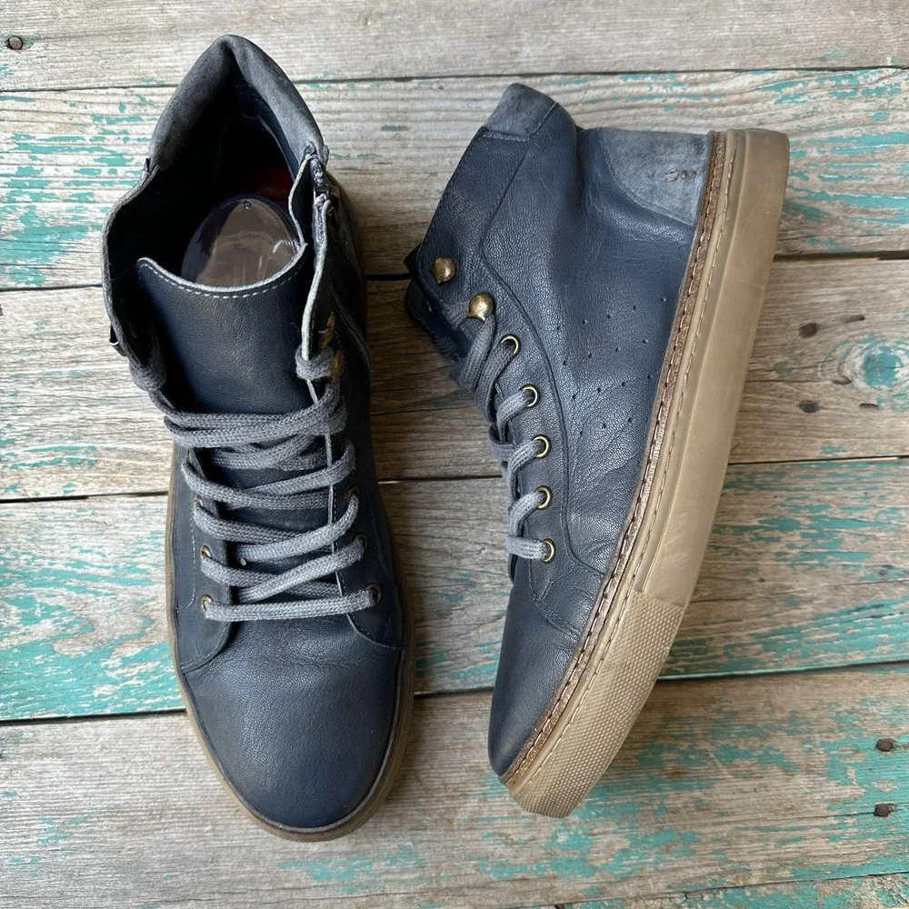 Roan Bed Stu Mac II Men's Size 11 US High Top Sneakers Blue Leather Lace Zip
